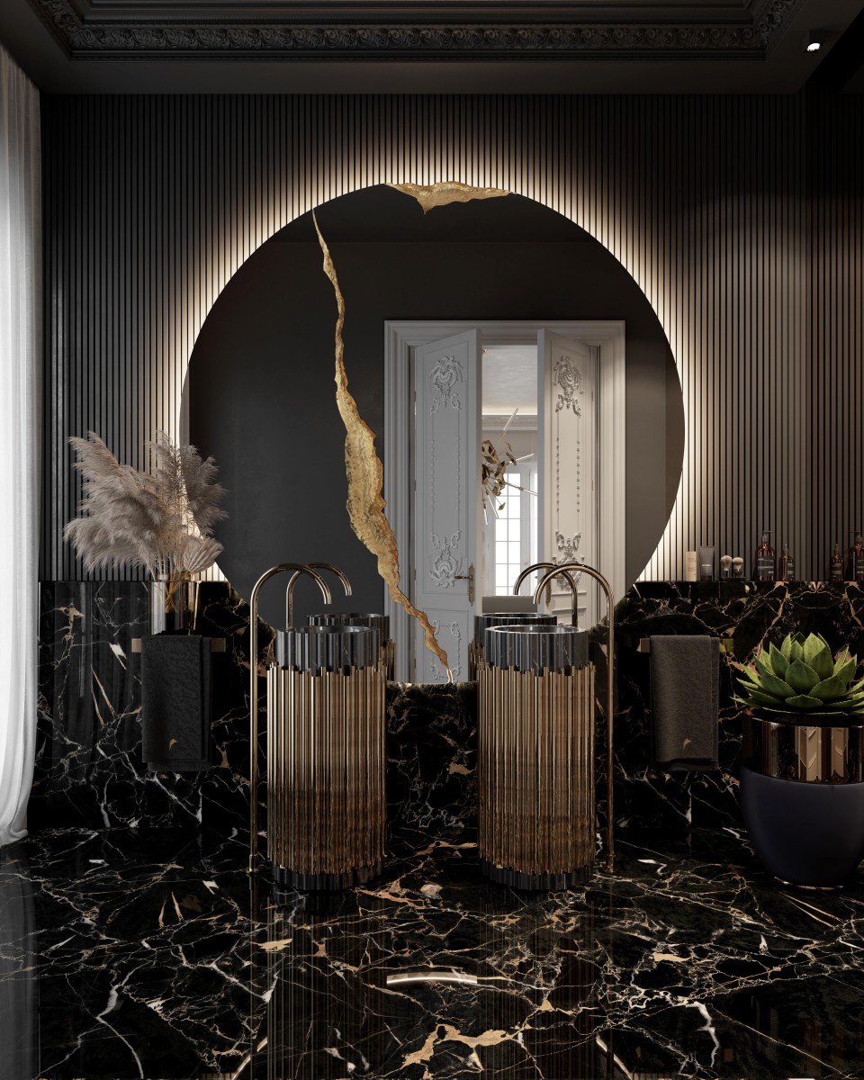 Lavabo A Colonna Harmony Black / Gold