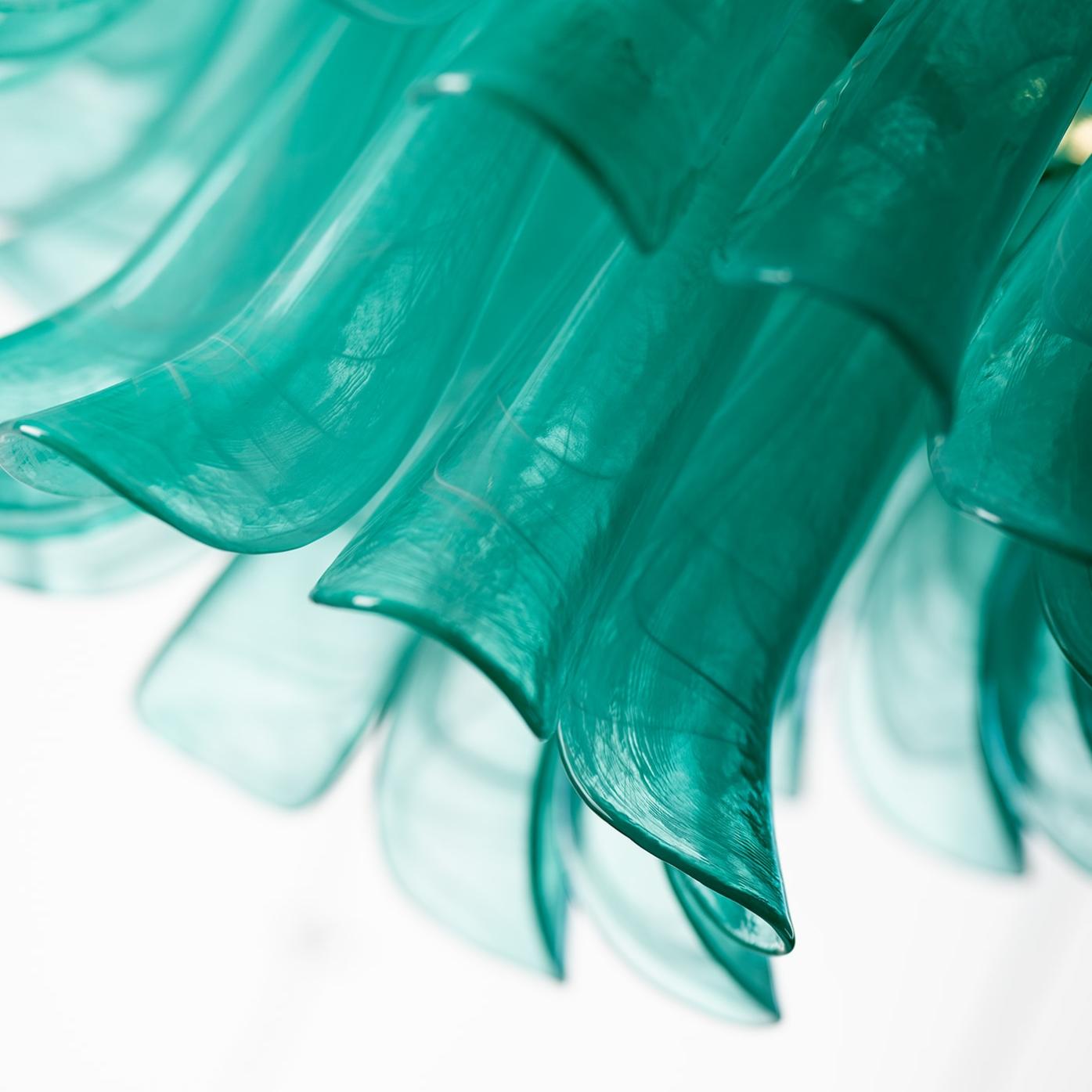Lampadario con Foglie in Vetro Verde