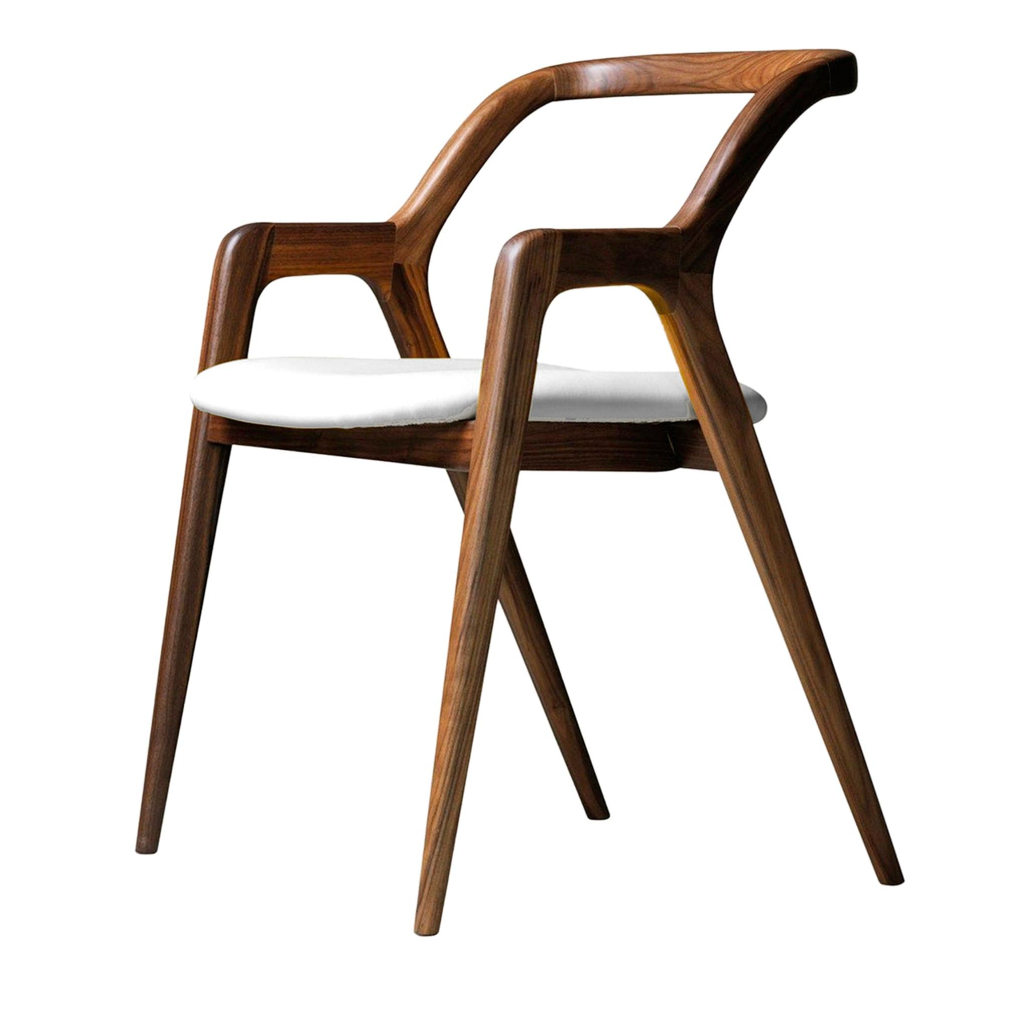 Sedia In Breve Noce Naturale | Rivestimento: Leather PANDORA 622