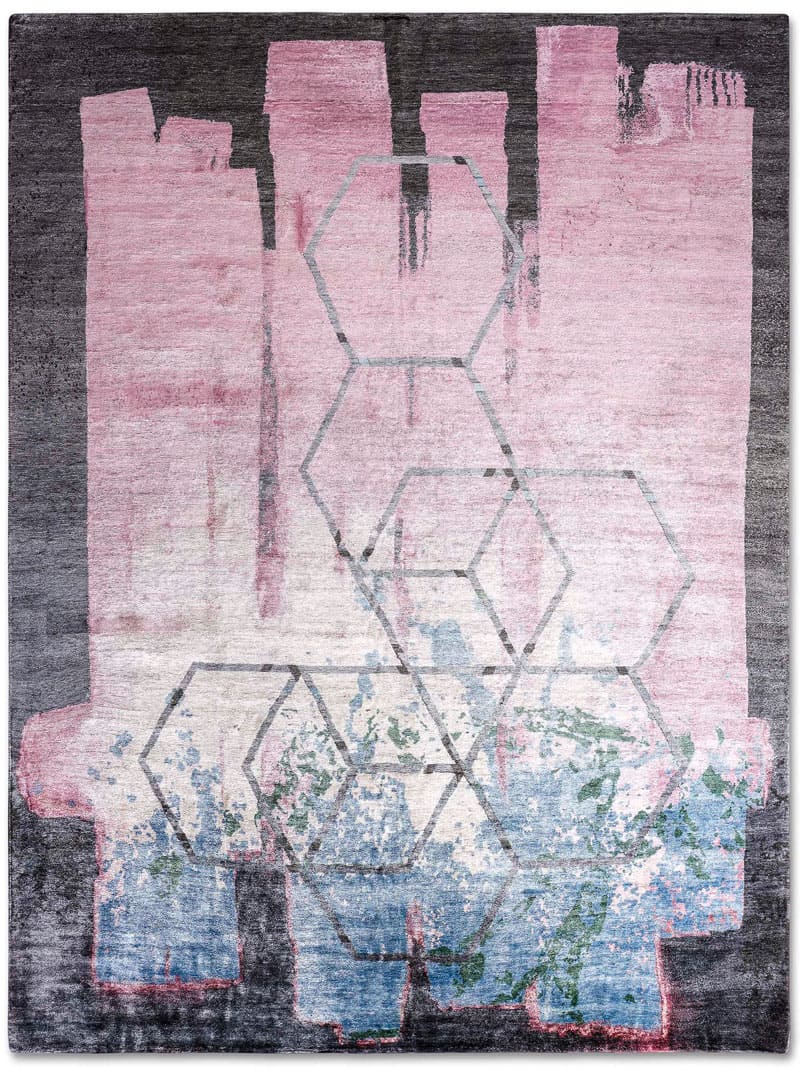 Tappeto Tessuto Esagono Rosa
