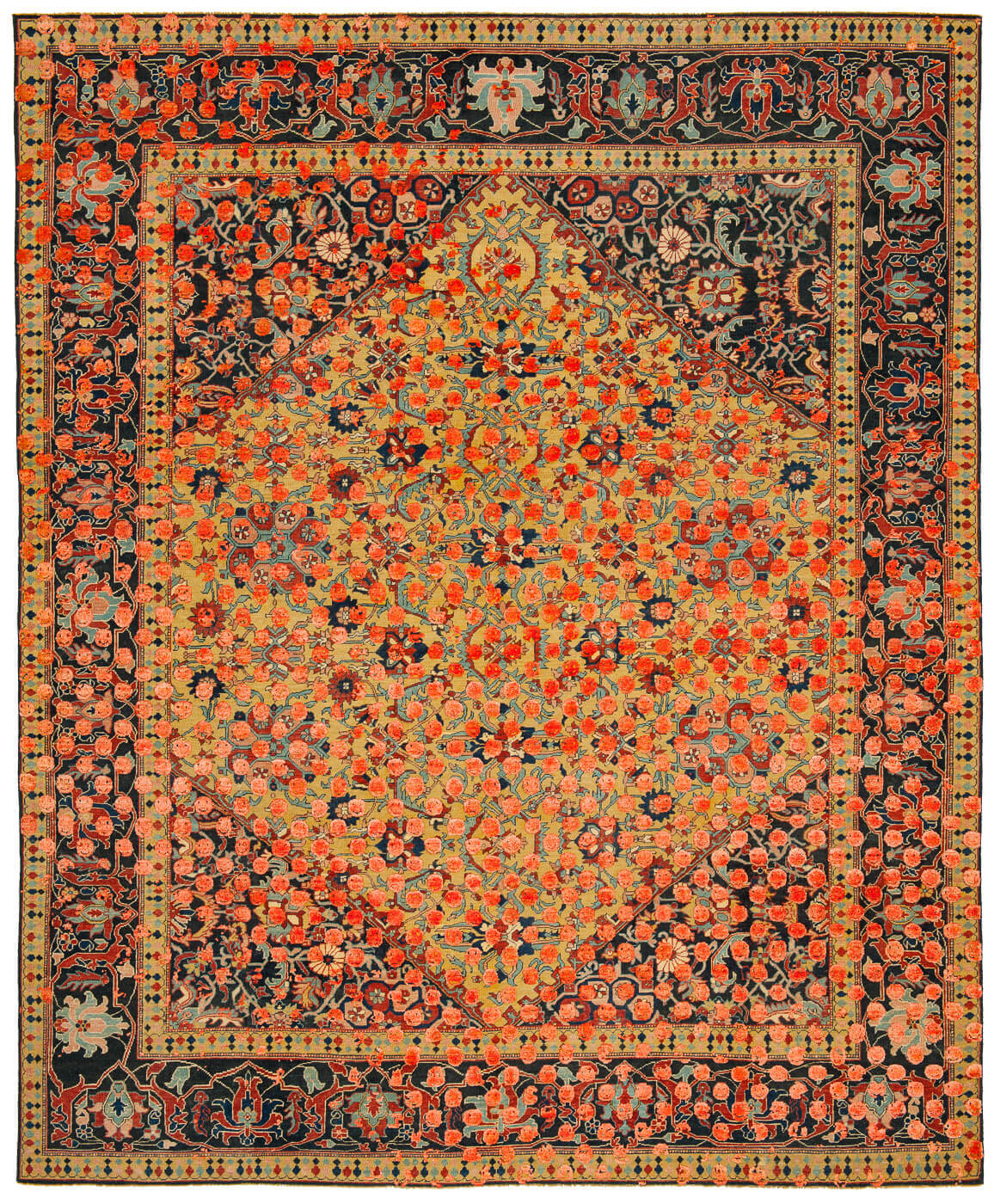 Tappeto Serapi Queensbury Smiley Raved Giallo Neon Arancio Seta | Misura: 300 x 400 cm