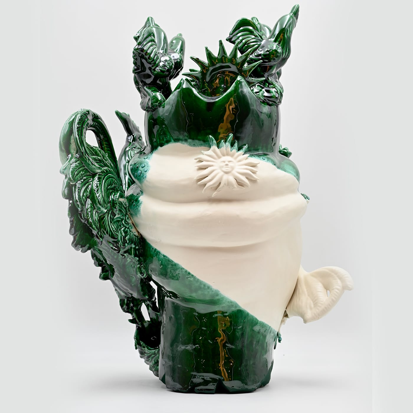 Testa di Moro Verde e Bianca Unica Scultura