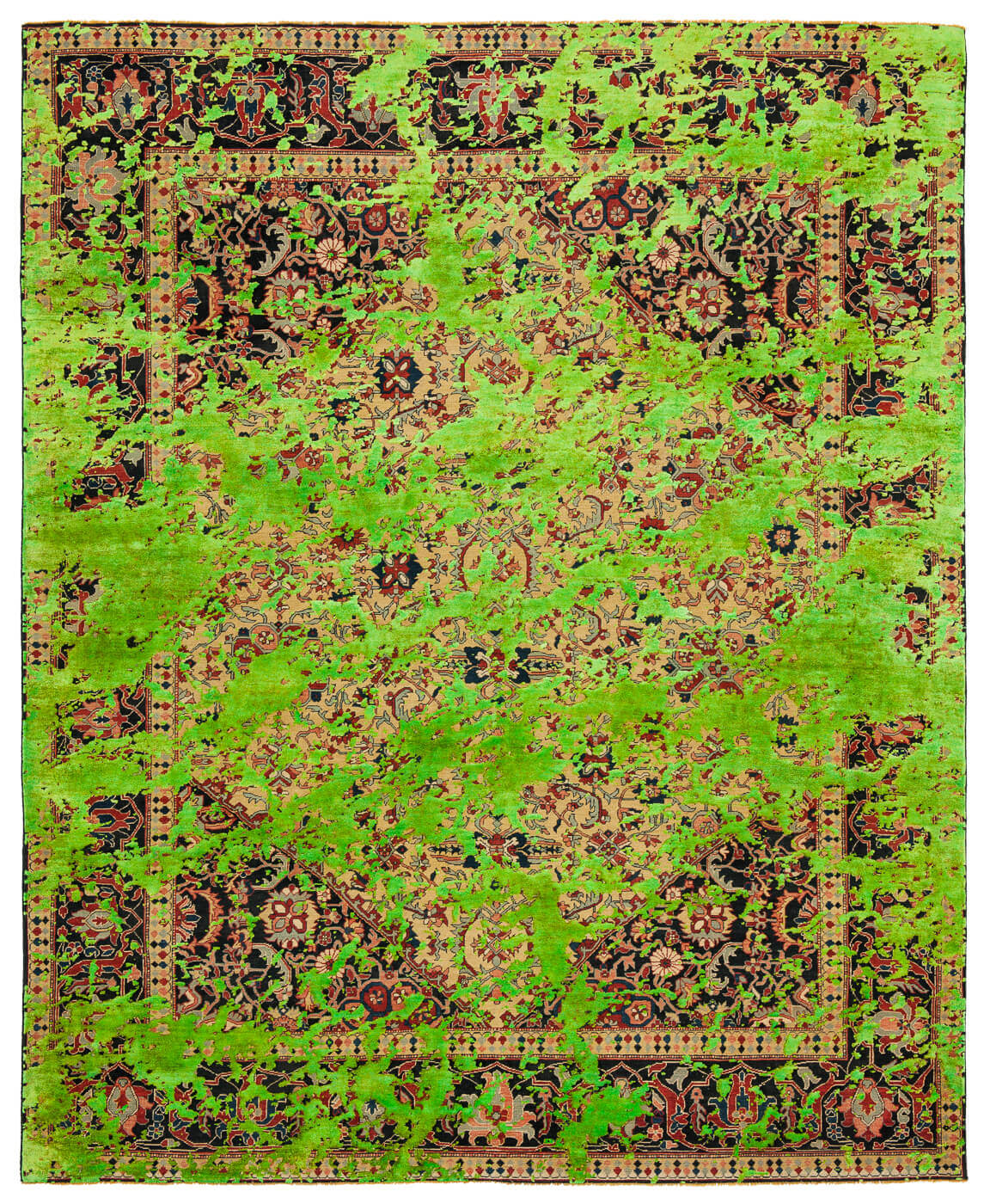 Tappeto Serapi Queensbury Double Sky Giallo Verde Neon Seta