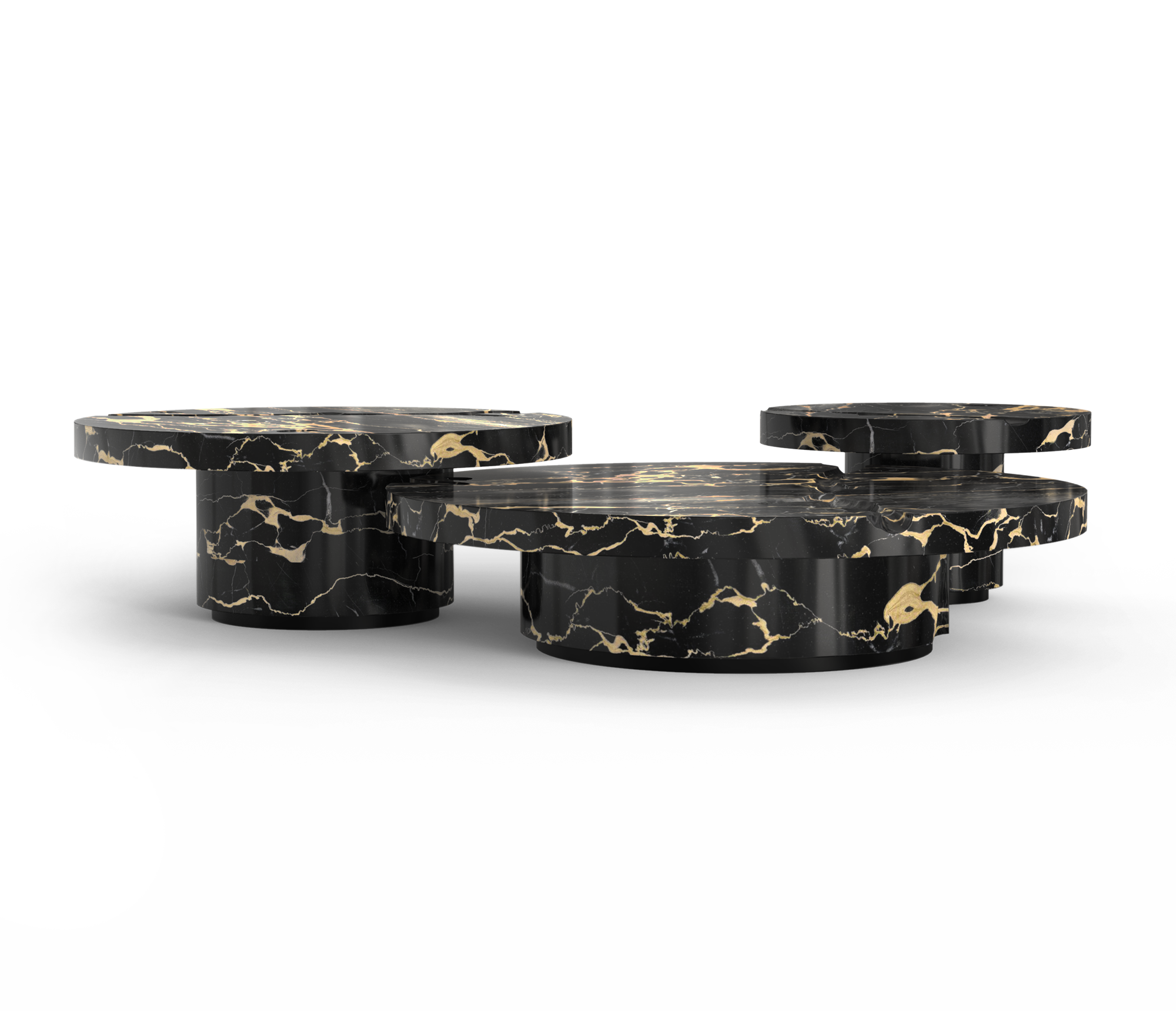 Set Tavolini in Marmo Portoro Dominion (3 Pezzi)
