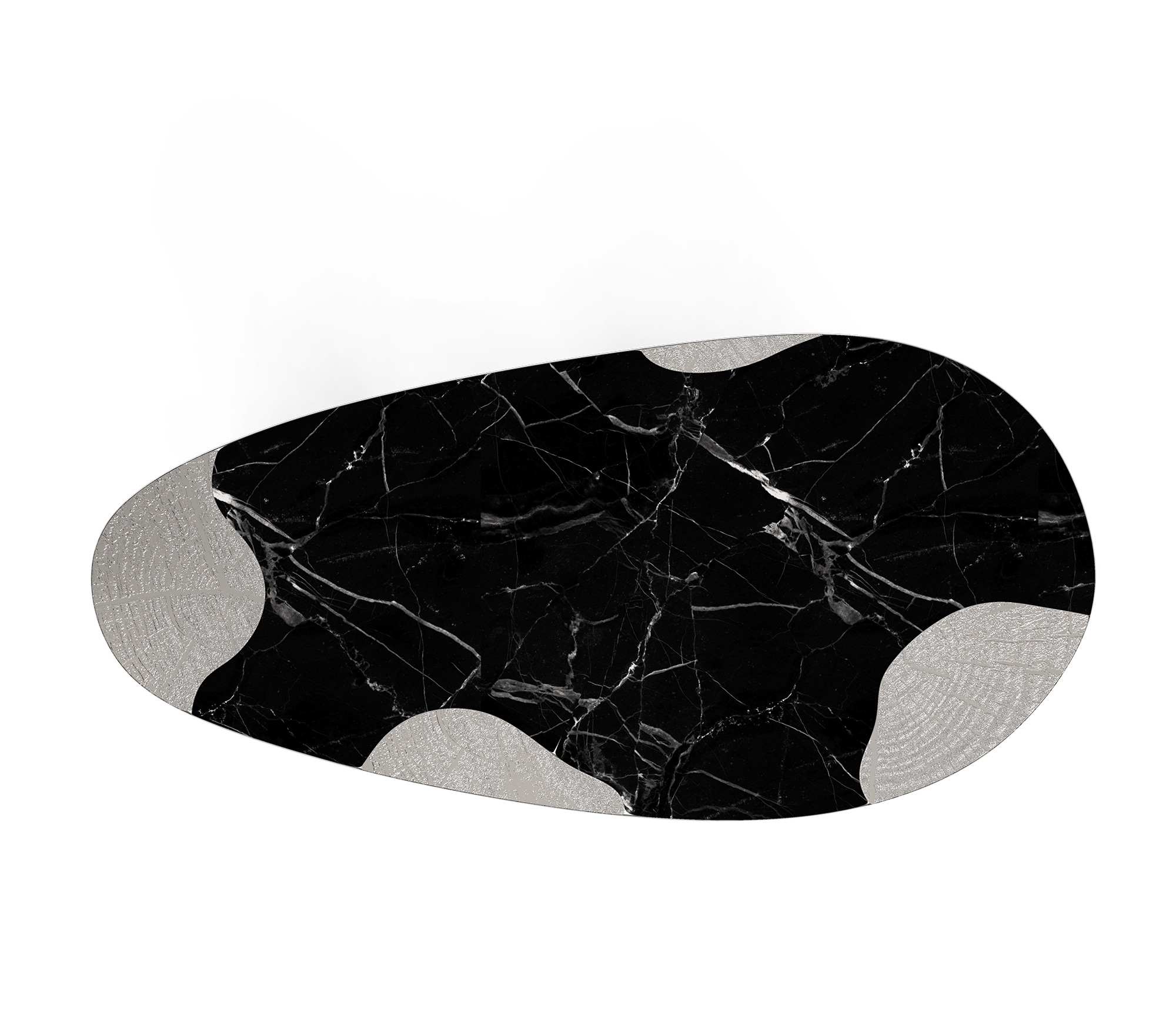 Tavolo da Pranzo Athena in Marmo Nero e Argento