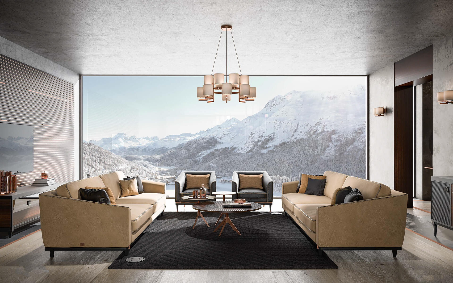 Divano Moderno Beige | Configurazione: 2 posti