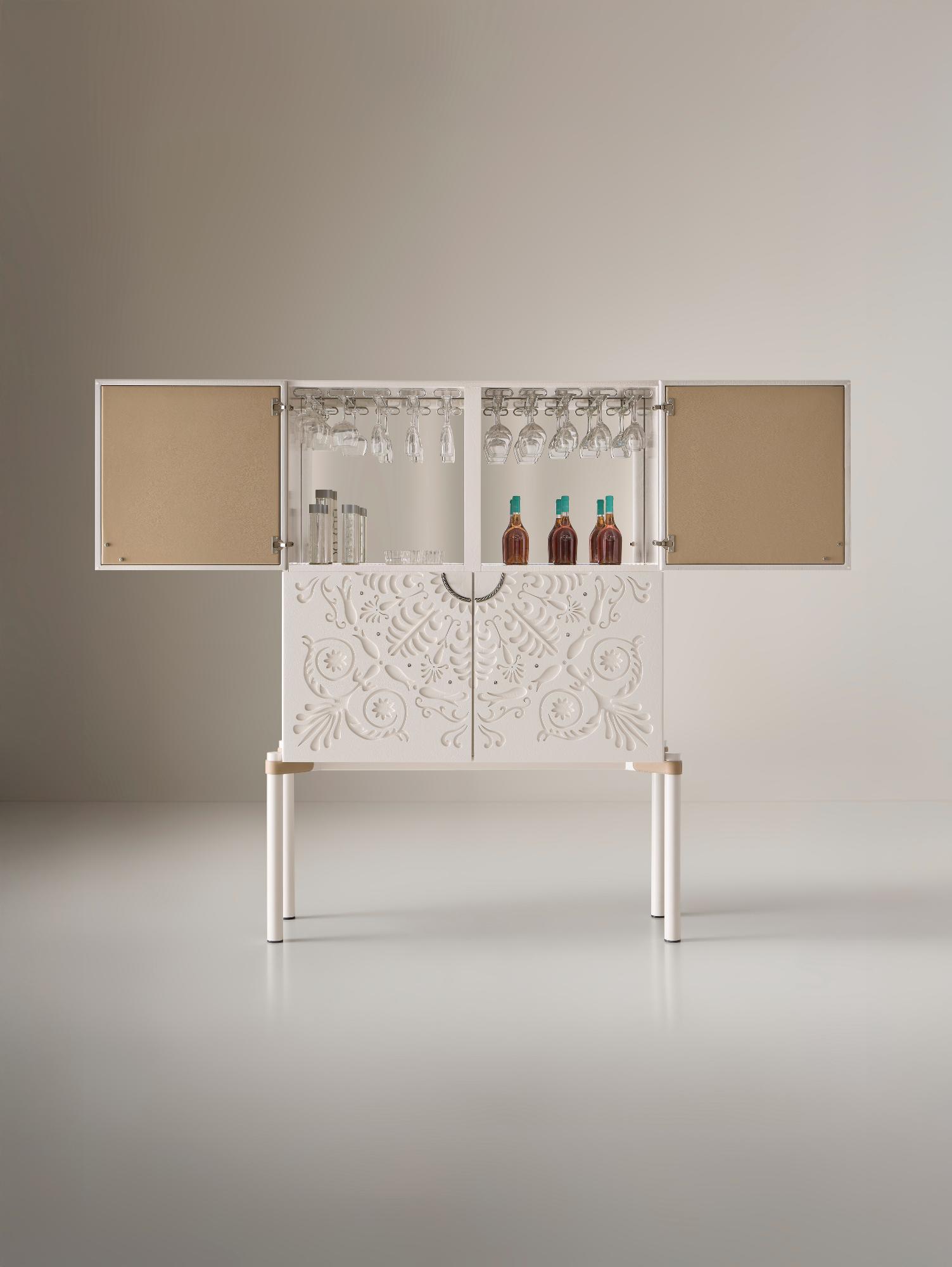 Bar cabinet bianco contemporaneo Alexandra