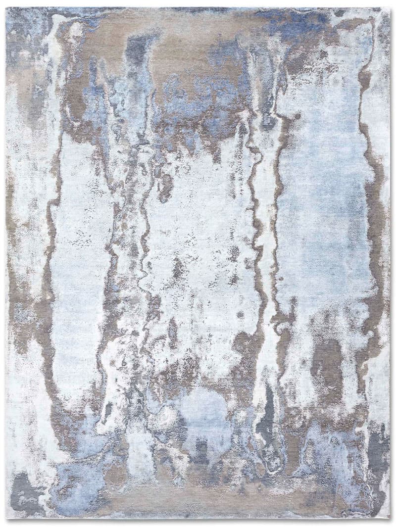 Tappeto Lusso Fatto a Mano Argento/Blu