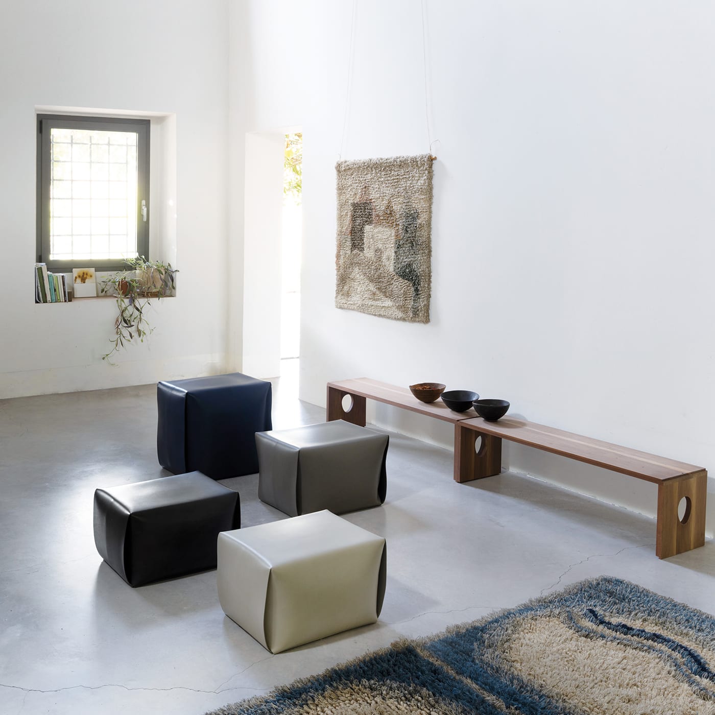 Pouf in Pelle Bao | Seduta: Pelle opaca