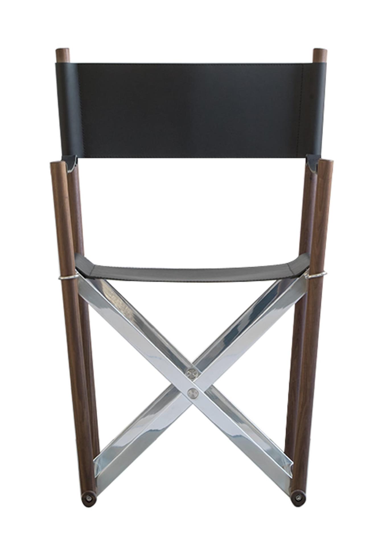 Sedia in Pelle Regista | Base / Piedistallo: Solid Black Walnut | Seduta: Pelle