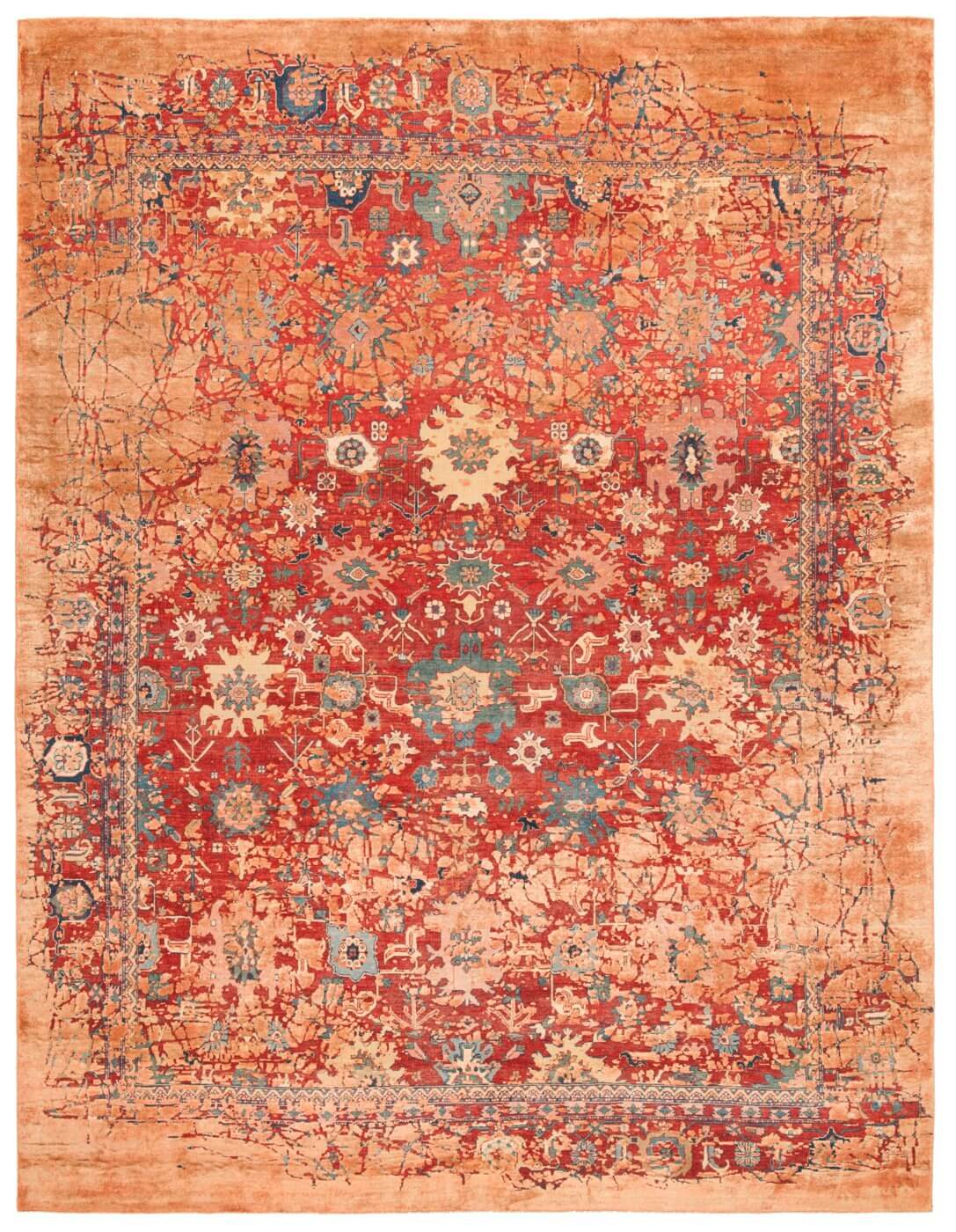 Tappeto Bidjar Kingscross Pleasure Rosso Arancione Seta