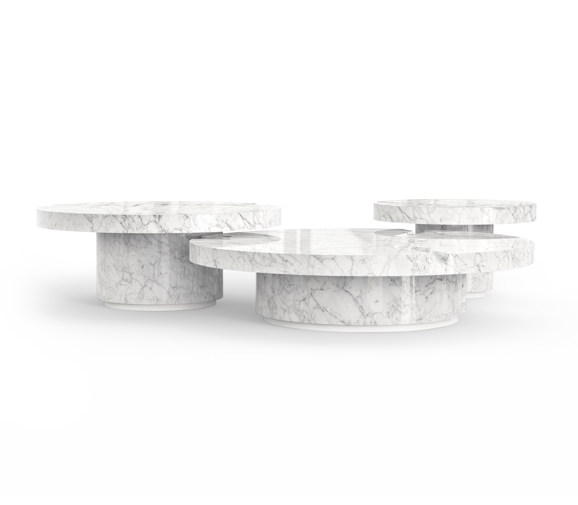 Set Tavolini Centrali in Marmo Carrara Dominion (3 Pezzi)
