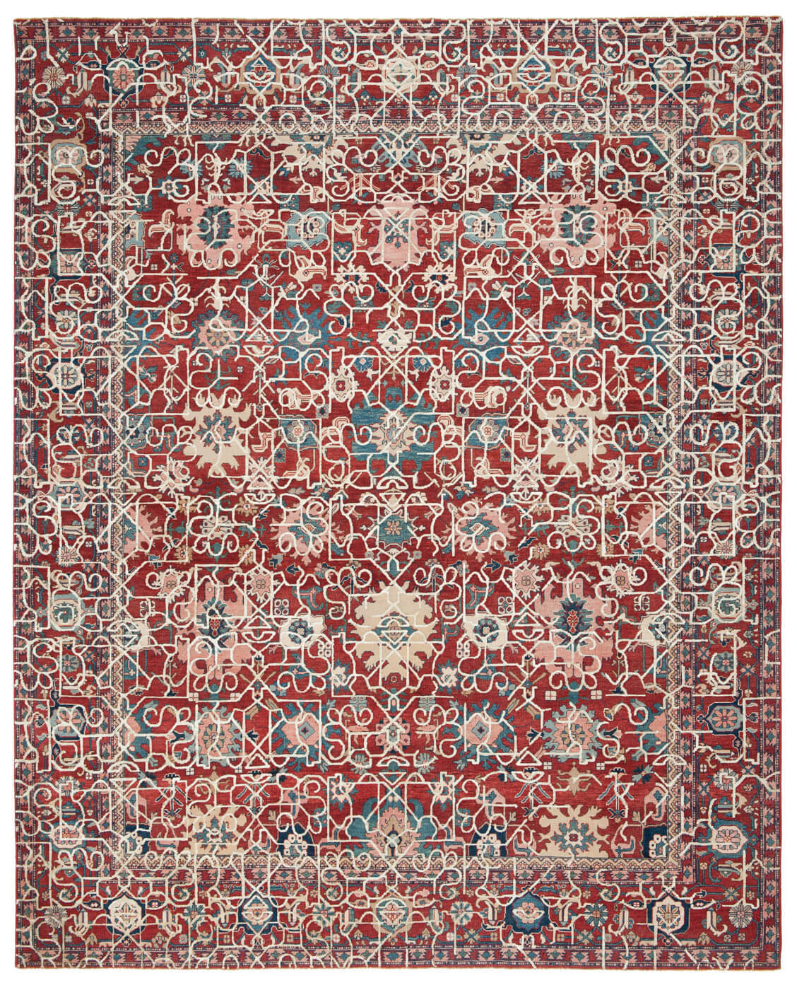 Tappeto Bidjar Kingscross Hayat1 Rosso Bianco Seta