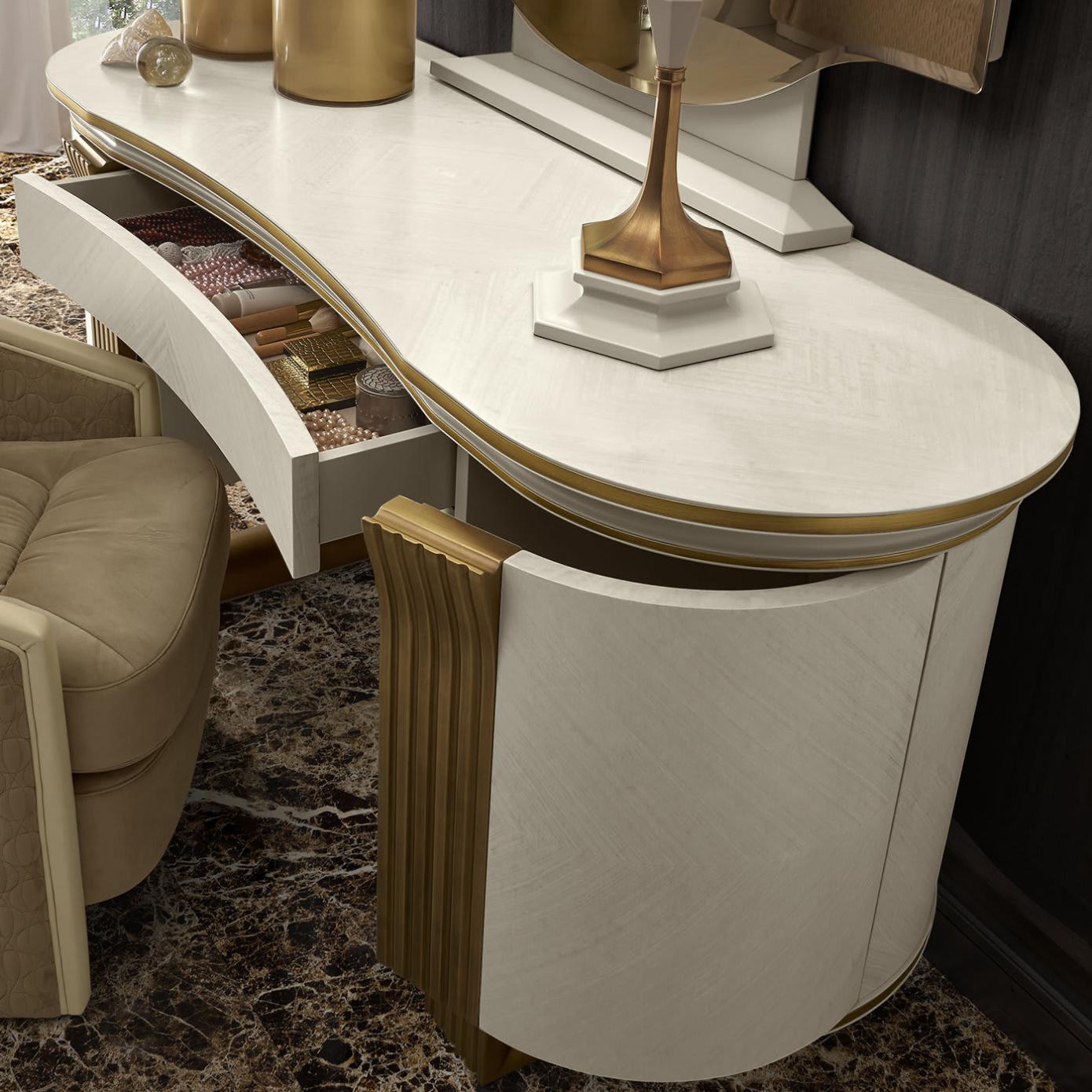 Tavolo da Toeletta Bianco / Oro Oliver | Configurazione: Con specchio