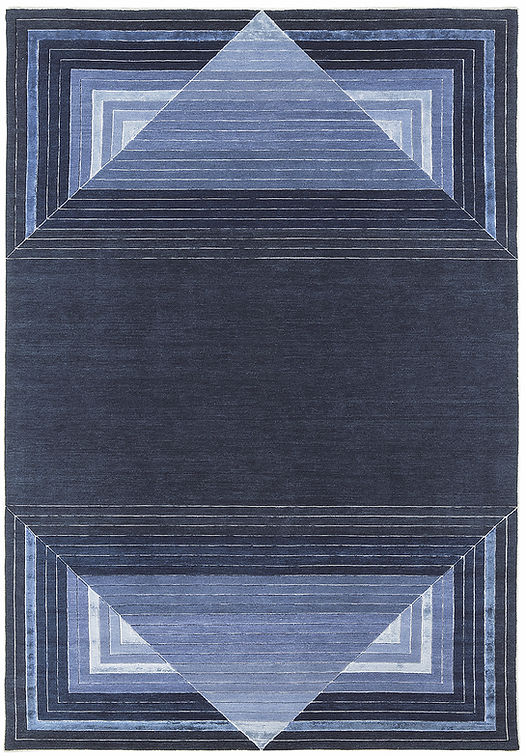 Tappeto Geometrico Blu Lana Viscosa