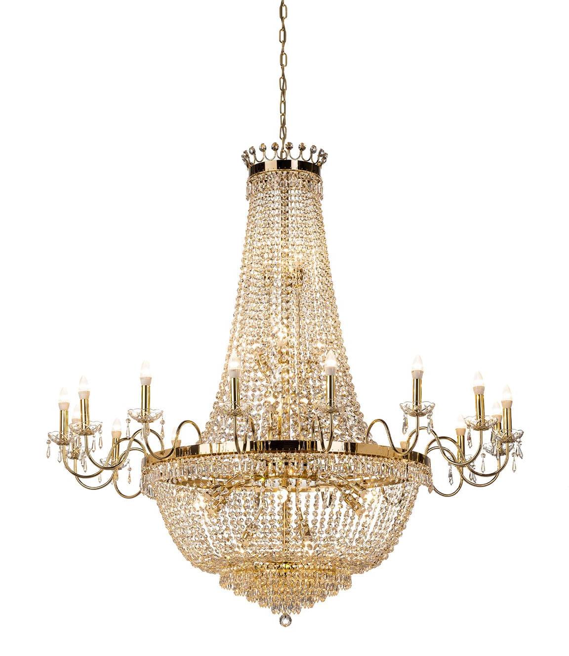 Lampadario di Lusso in Cristallo con Finitura Oro Soft