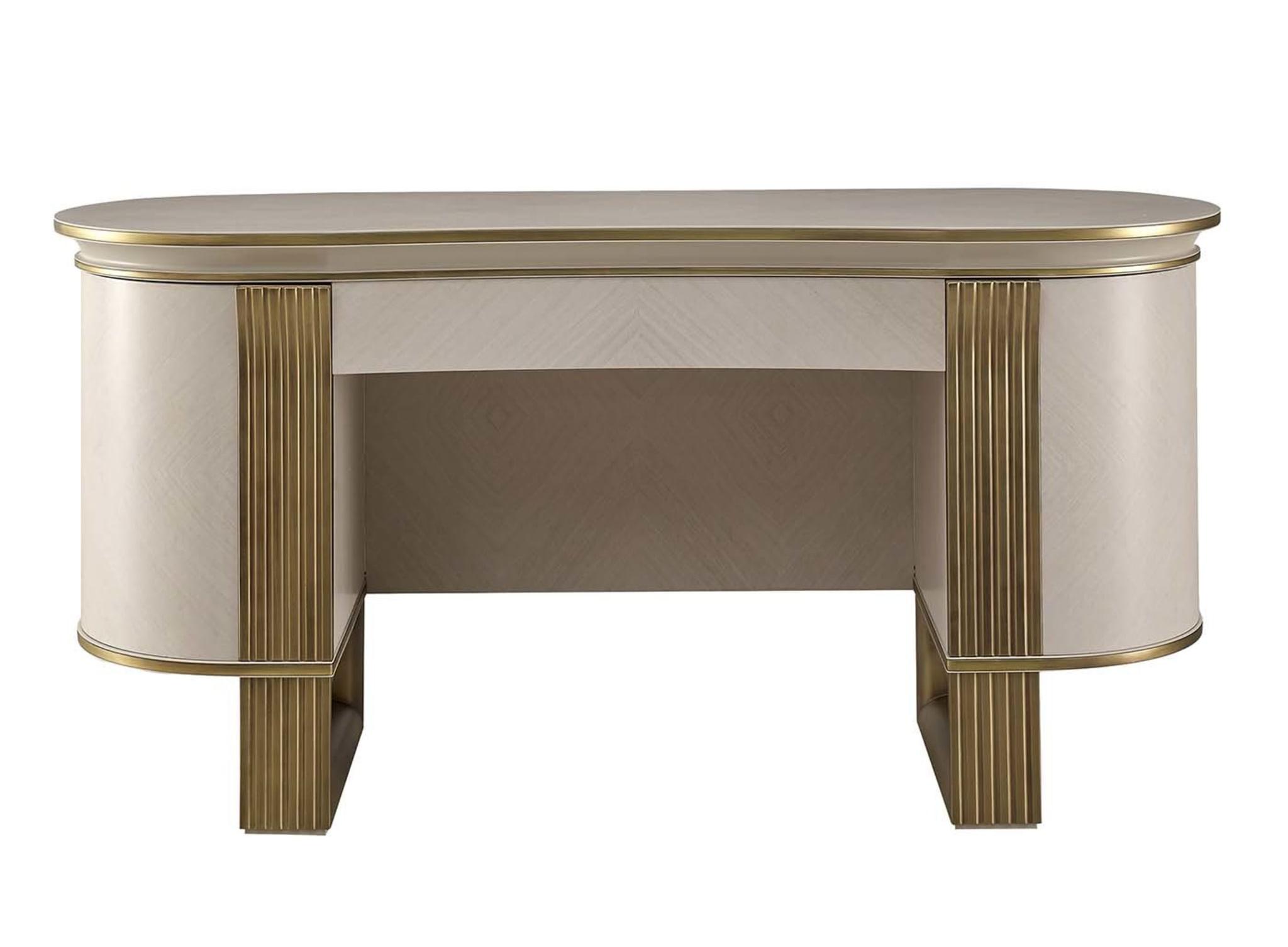 Tavolo da Toeletta Bianco / Oro Oliver | Configurazione: Con specchio