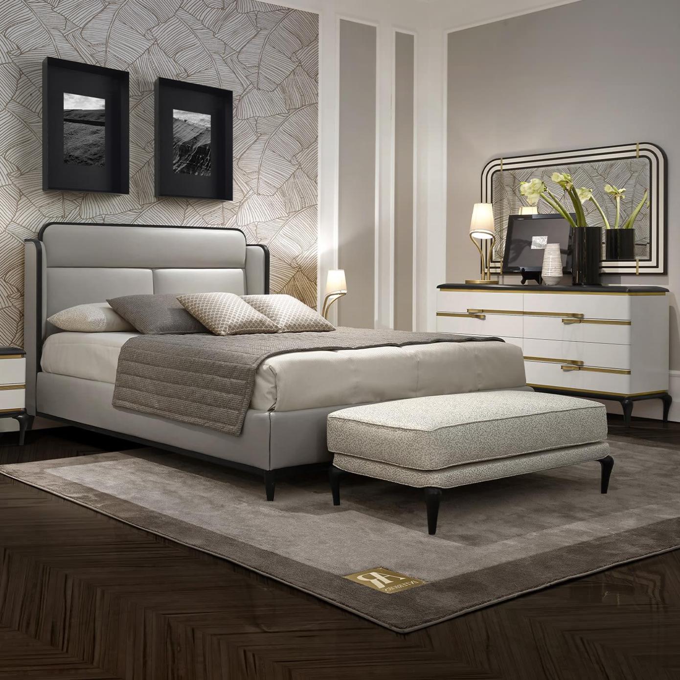 Letto Beige Italiano Dilan | Misura del materasso: 200 x 200 cm