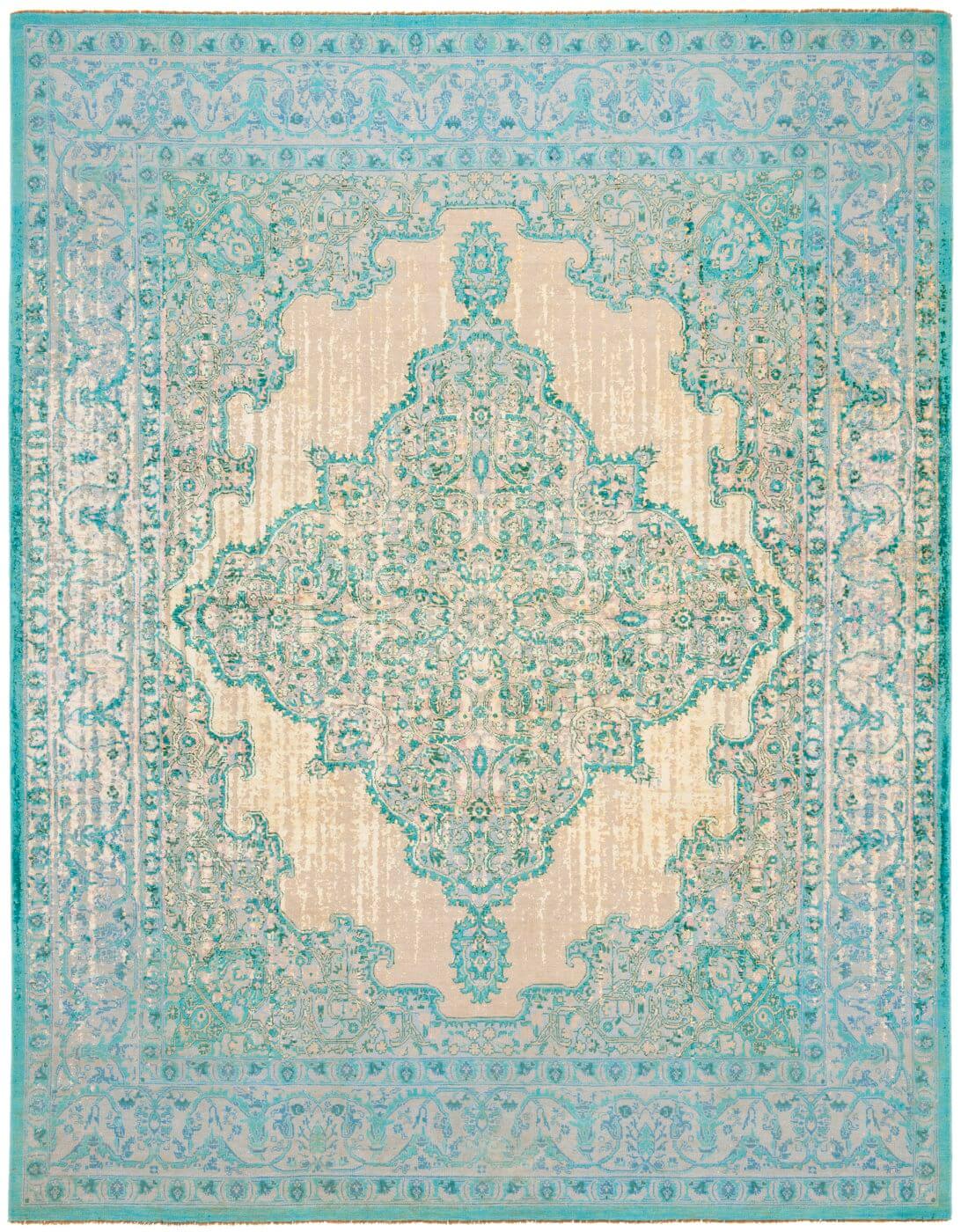 Tappeto Tabriz Doppio Vendetta Azzurro Rosa
