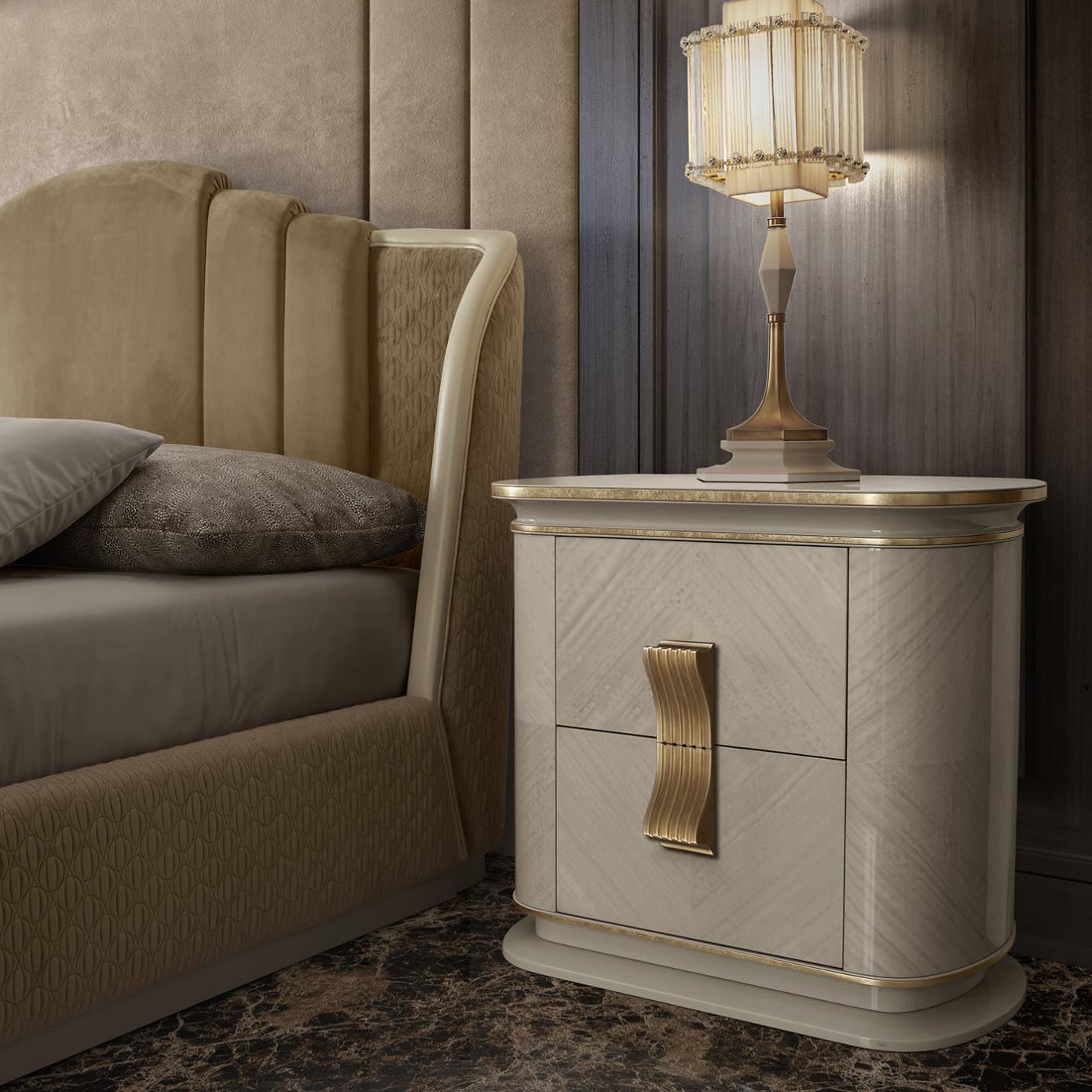 Comodino Bianco / Oro Dilan