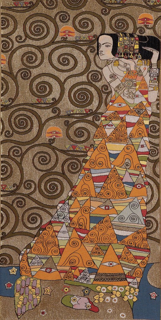Arazzo Signora (Destra), da Klimt Arancio | Misura: 50 x 100 cm