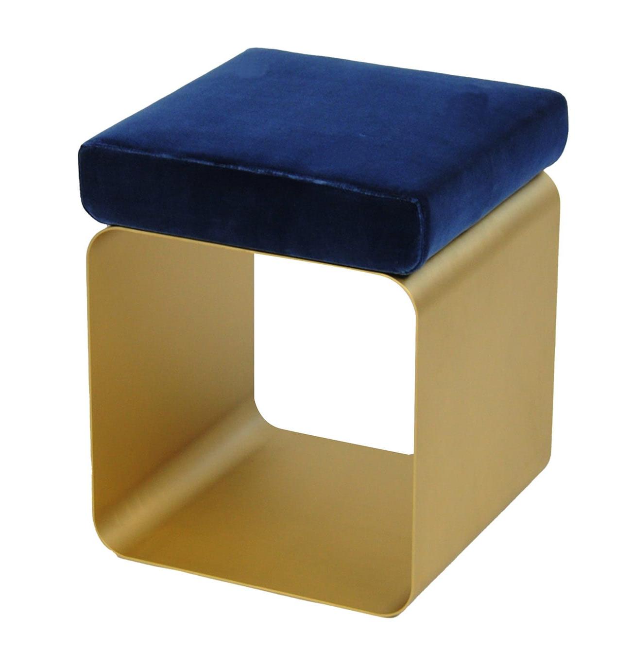 Sgabello Blu con Base in Metallo