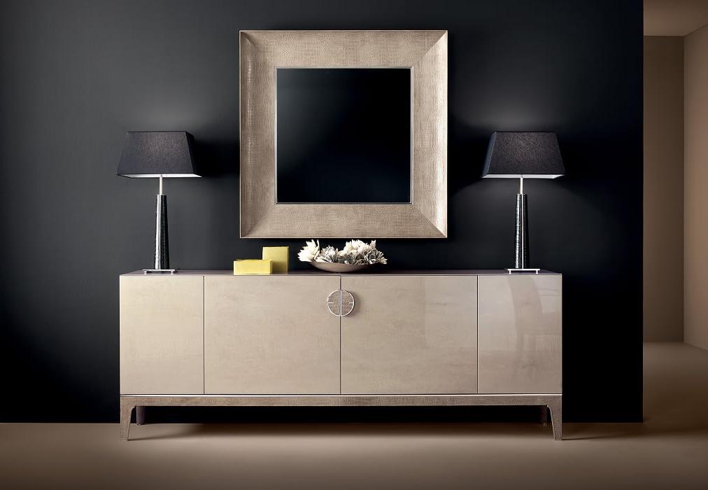 Specchio da Parete con Cornice in Pelle