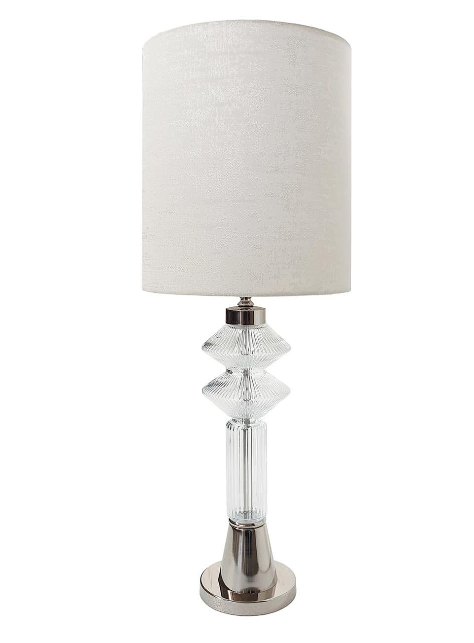 Lampada da Tavolo in Vetro di Murano con Finitura Nichel Lucido