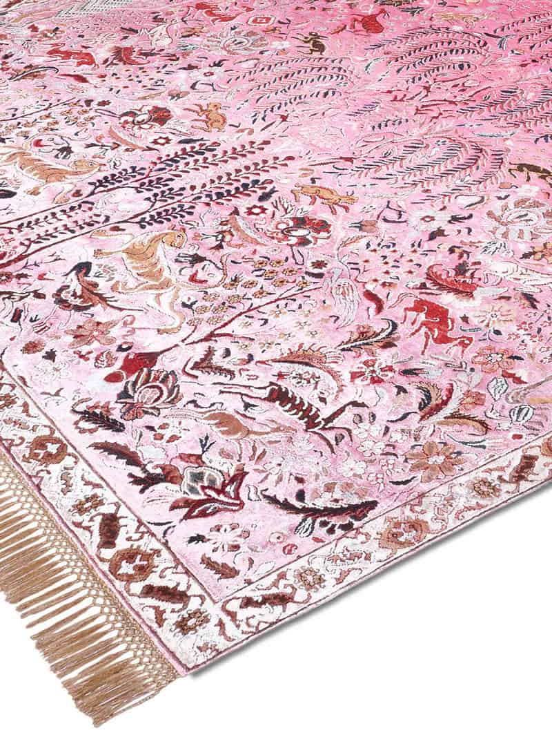 Tappeto Lusso Fatto a Mano Rosa