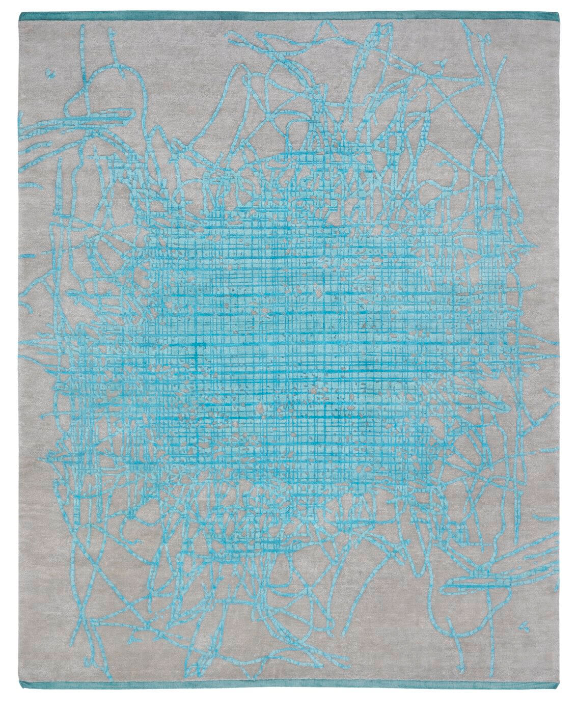 Tappeto Grid Muted 2 Acquamarina