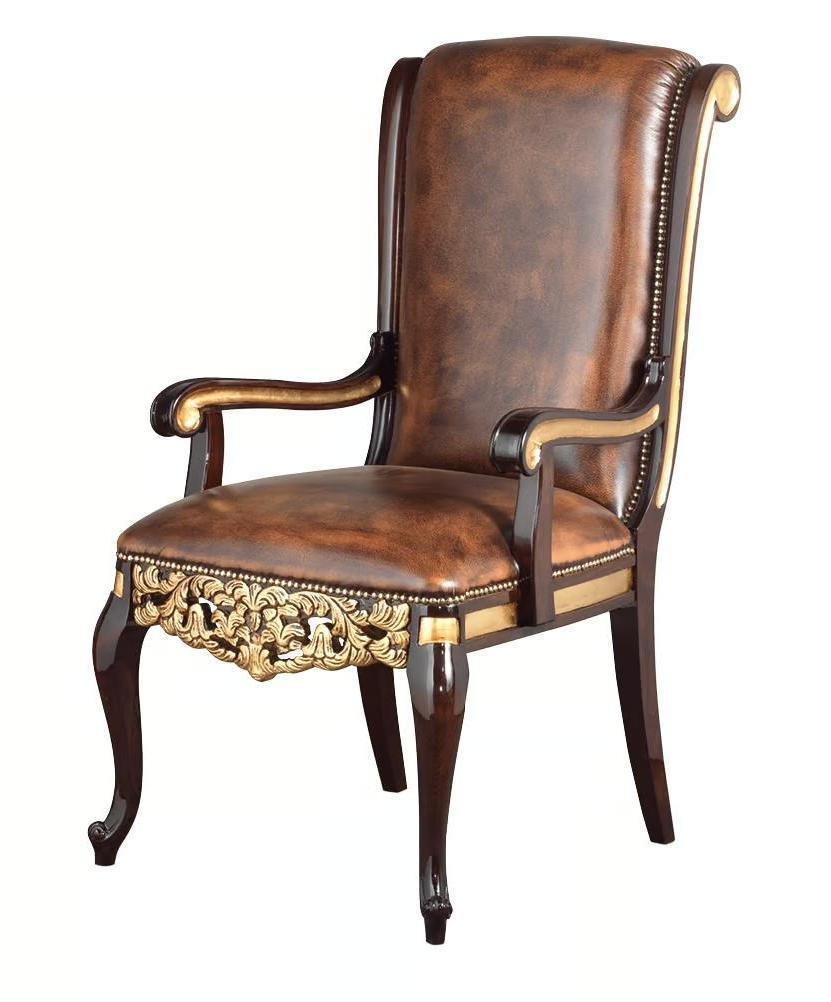 Sedia Classica in Pelle con Braccioli