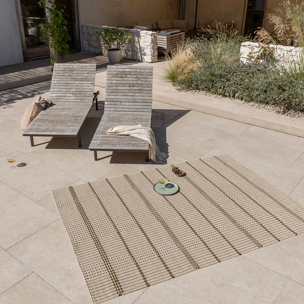 Tappeto Zona Cucitura Verde Oliva Per Esterni