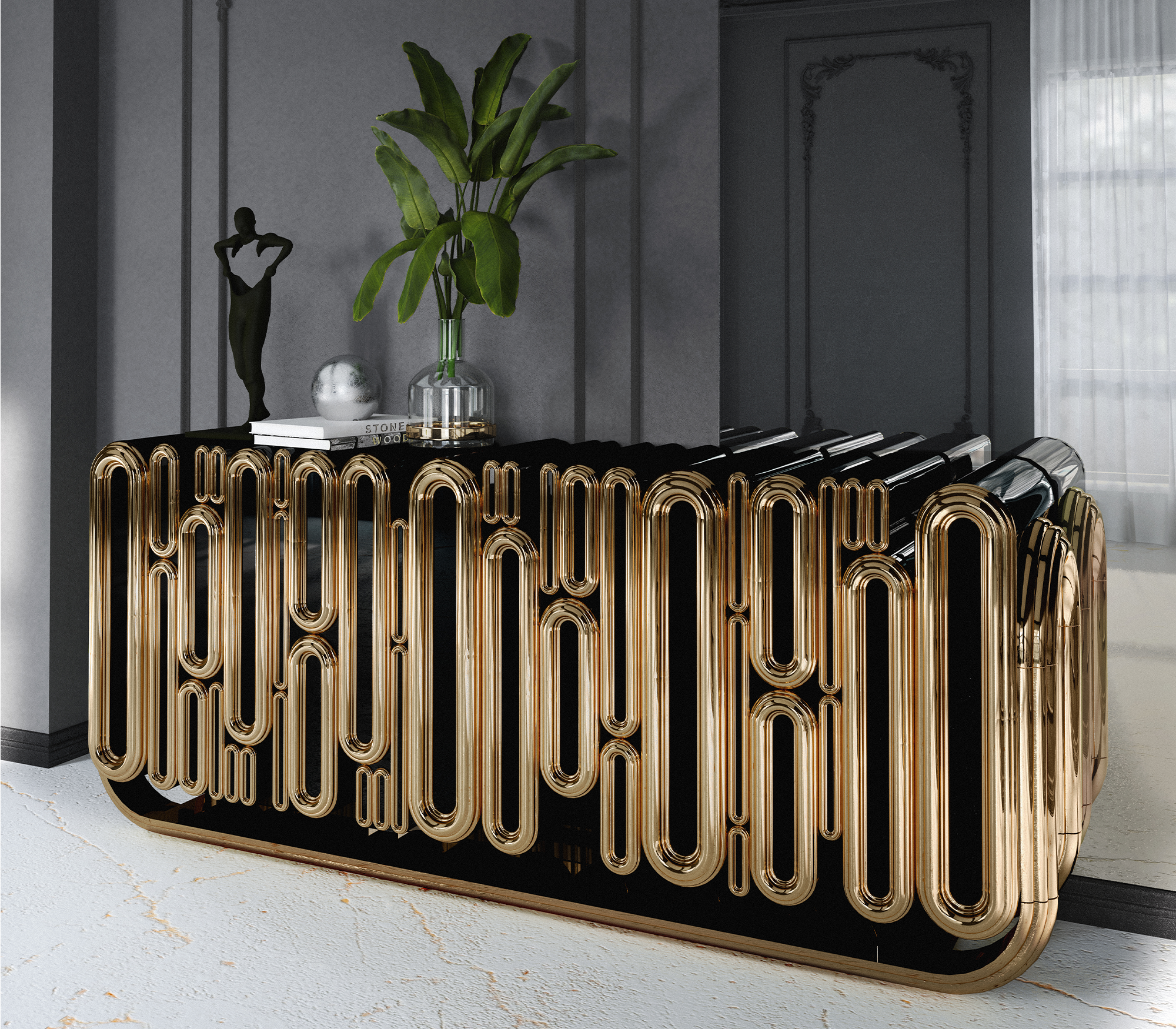 Credenza Dorata Ellipse