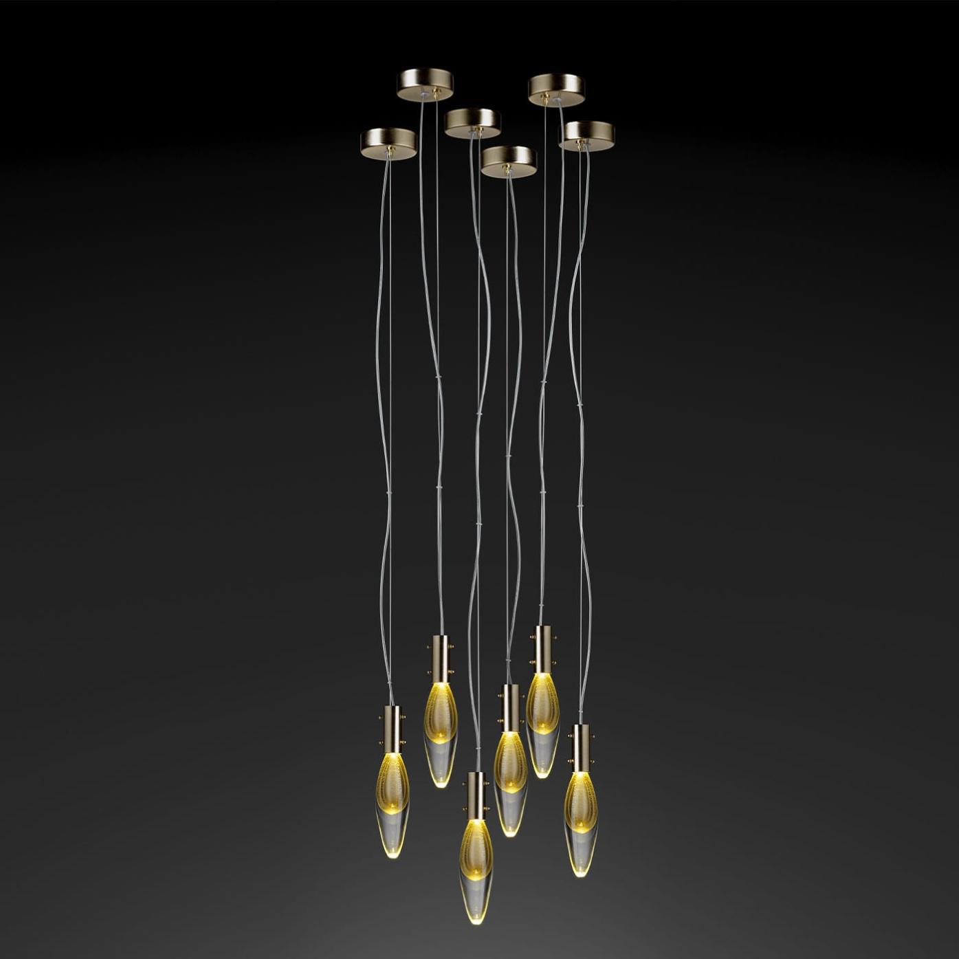 Pendente Murano con Gocce a 6 Luci