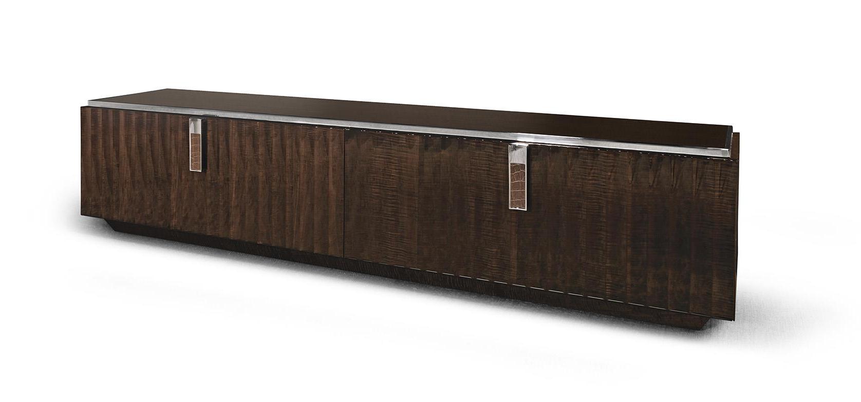 Mobile TV Legno Pelle Chrome