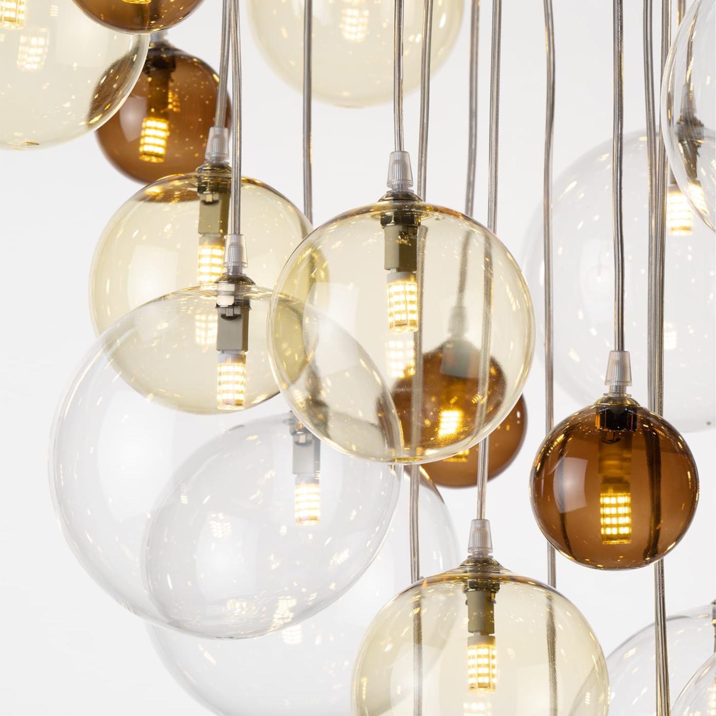 Lampadario a Cascata con Sfere in Vetro Multicolore