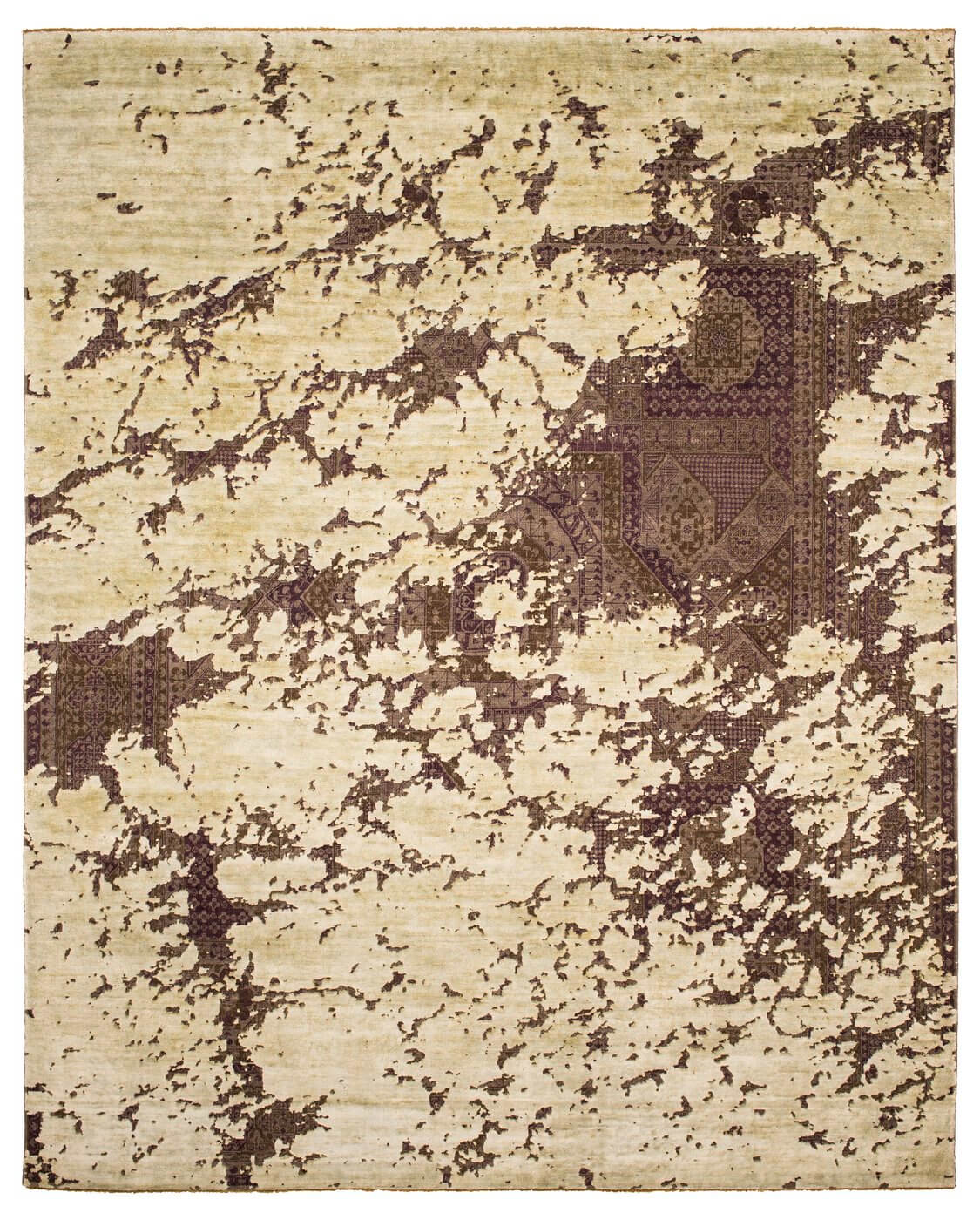 Tappeto Mamluk Temple Aerial Grigio Grigio Argento Seta | Misura: 300 x 400 cm