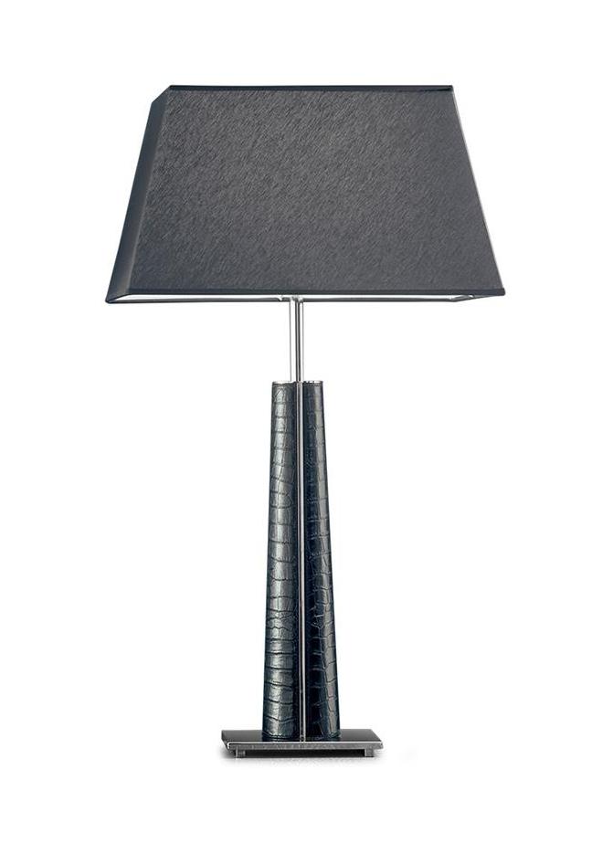Lampada da Tavolo in Pelle Cromata