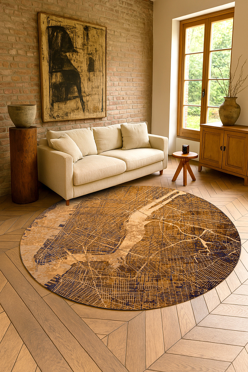 Tappeto Rotondo Gatsby Oro 9315