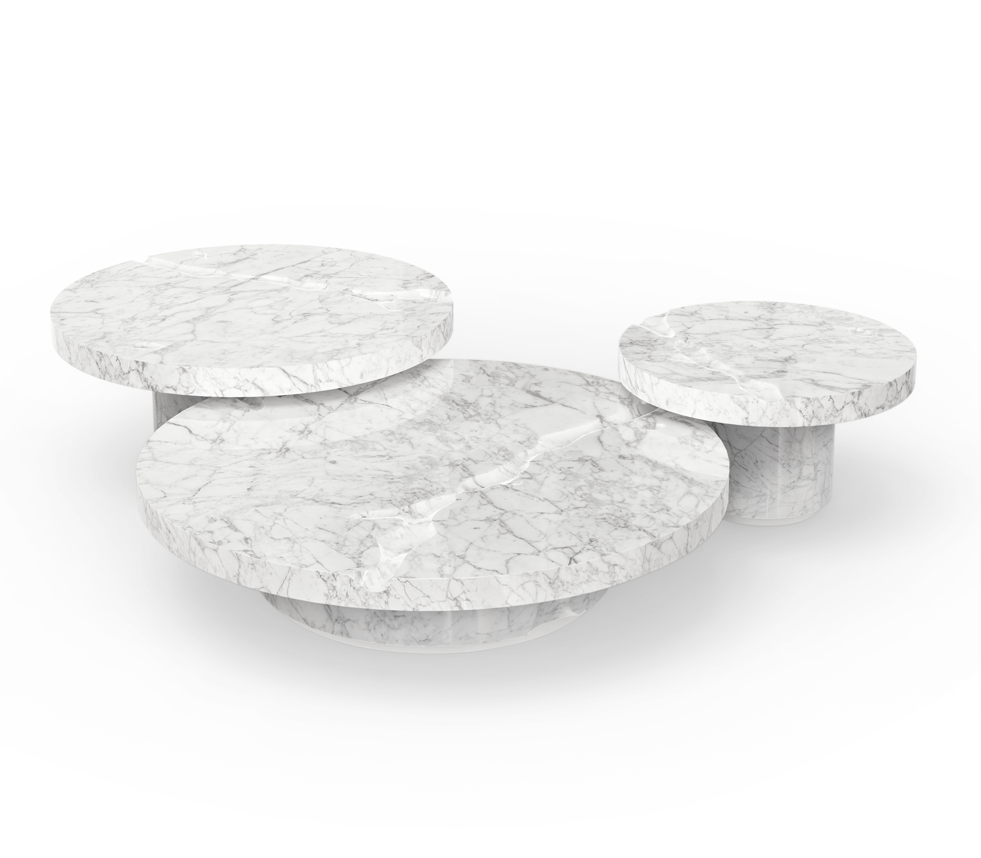 Set Tavolini Centrali in Marmo Carrara Dominion (3 Pezzi)