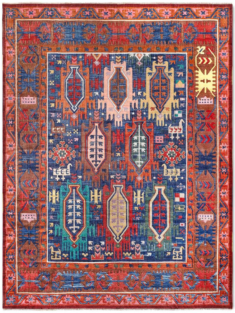 Tappeto Lusso Flat Blu/Rosso | Misura: 140 x 210 cm