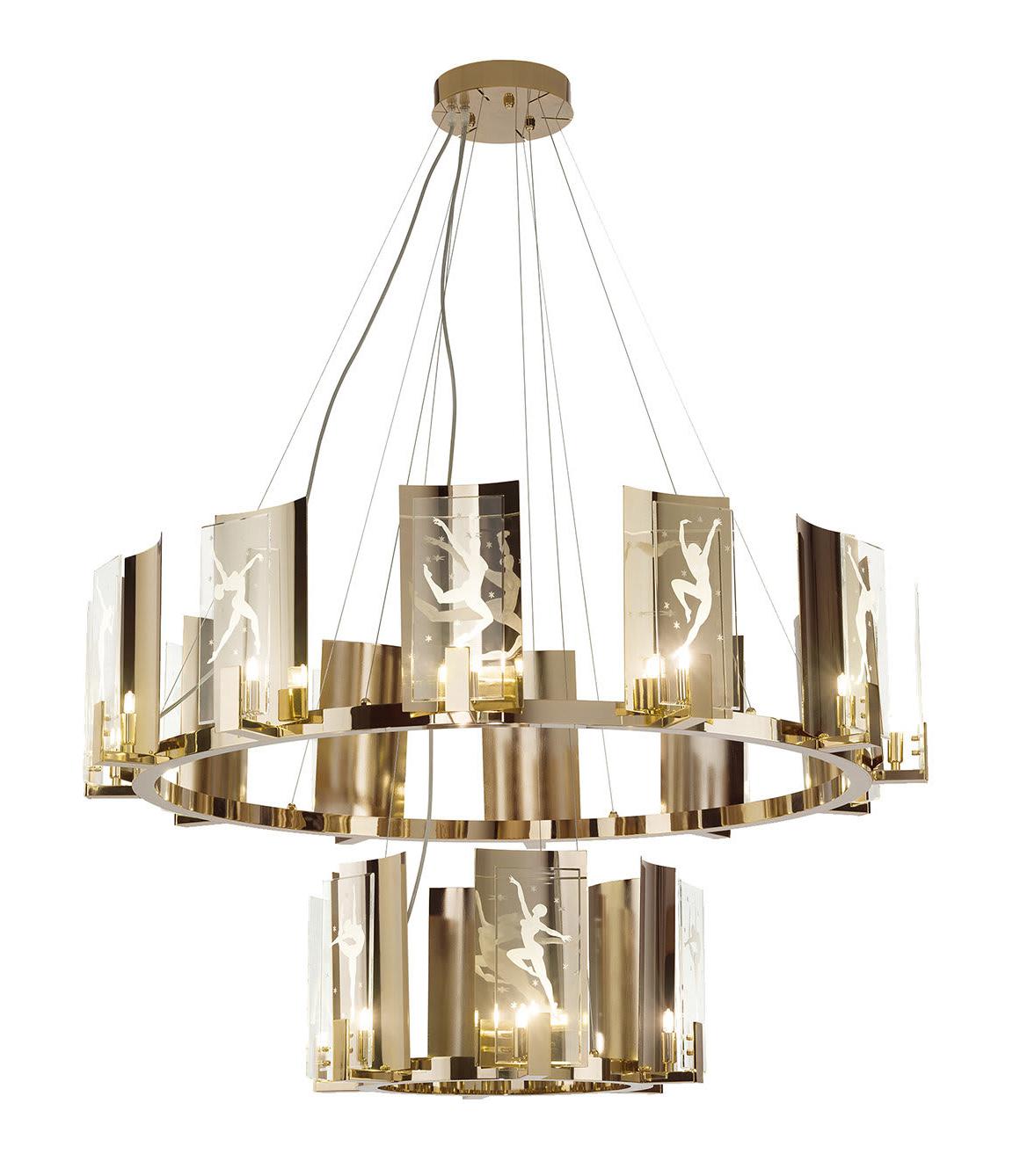 Lampadario Rotondo Grande in Oro Soft
