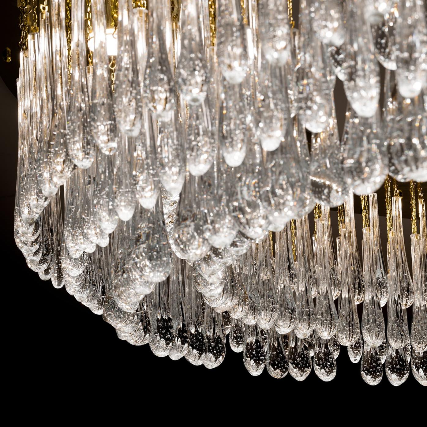 Lampadario Ovale con Gocce in Vetro di Murano