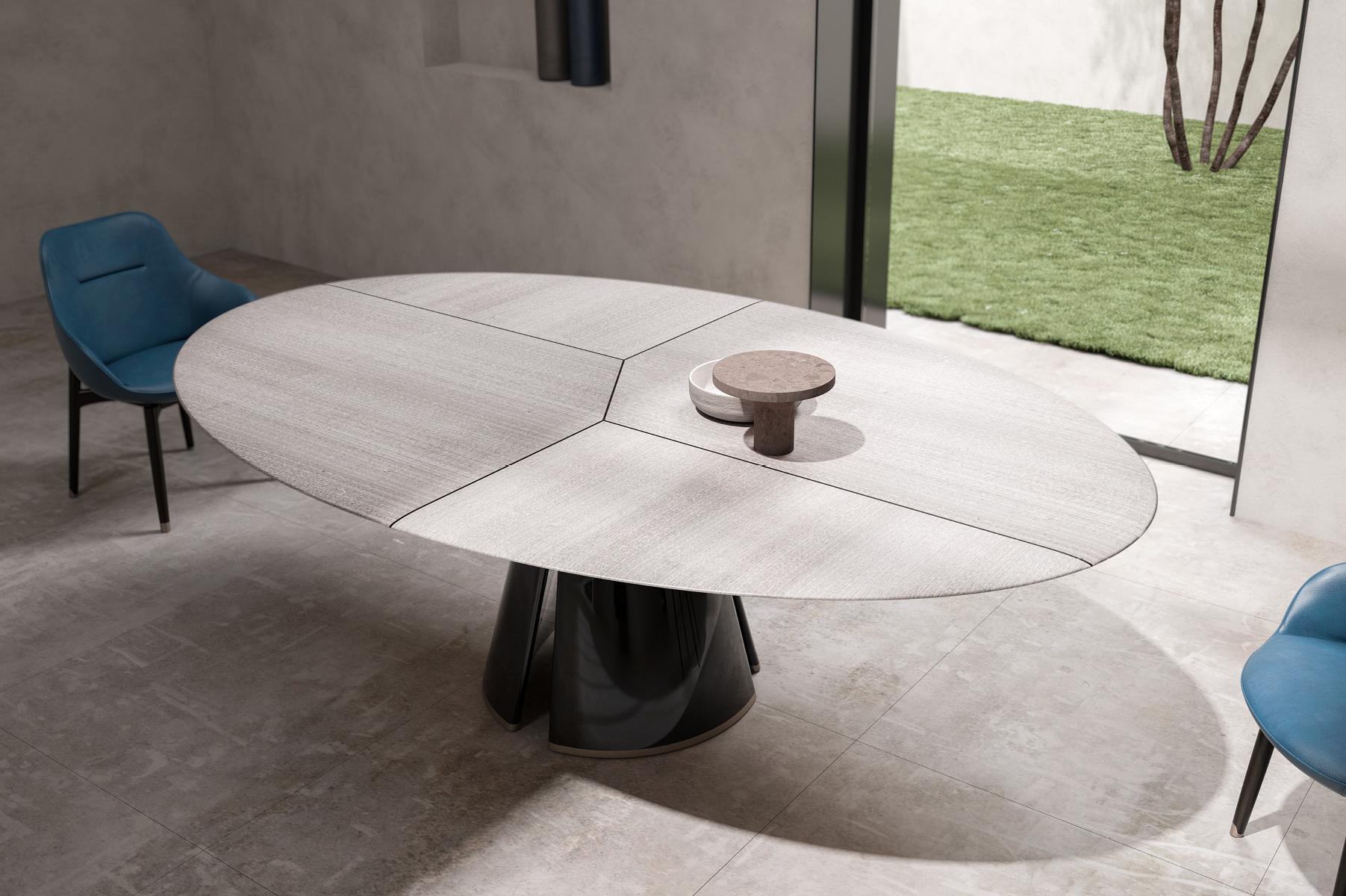 Tavolo da Pranzo Ovale Talos | Piano del tavolo: Marmo Arabescato Corchia | Dimensioni: L 210 cm