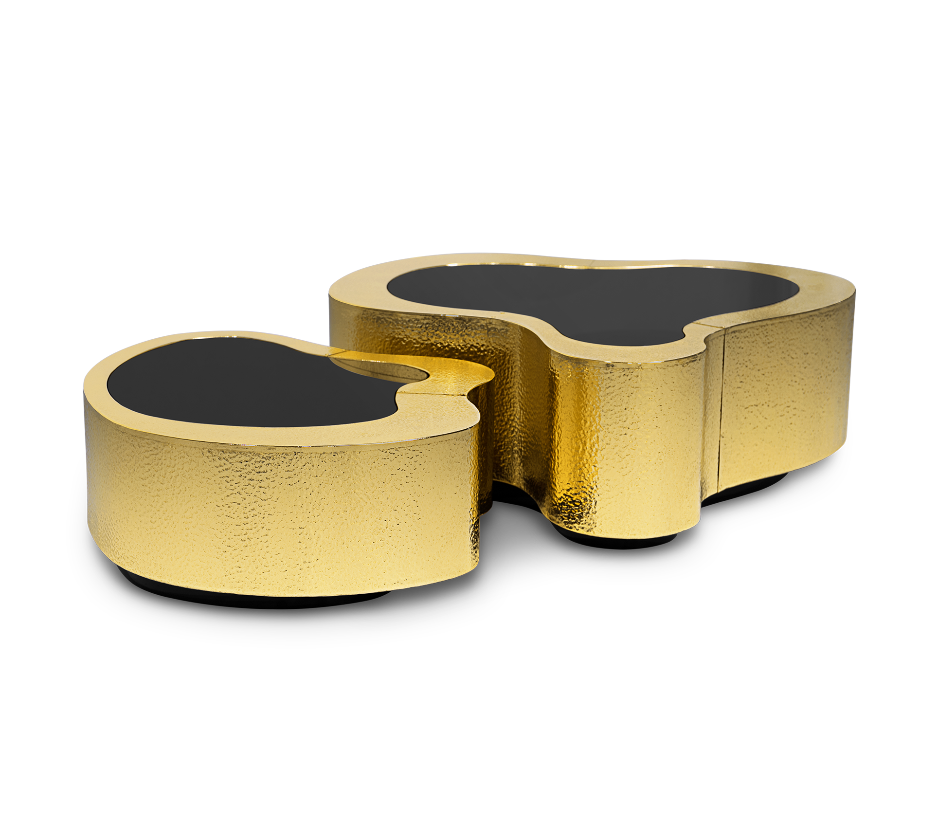 Set Tavolini da Caffè Crest in Ottone Martellato