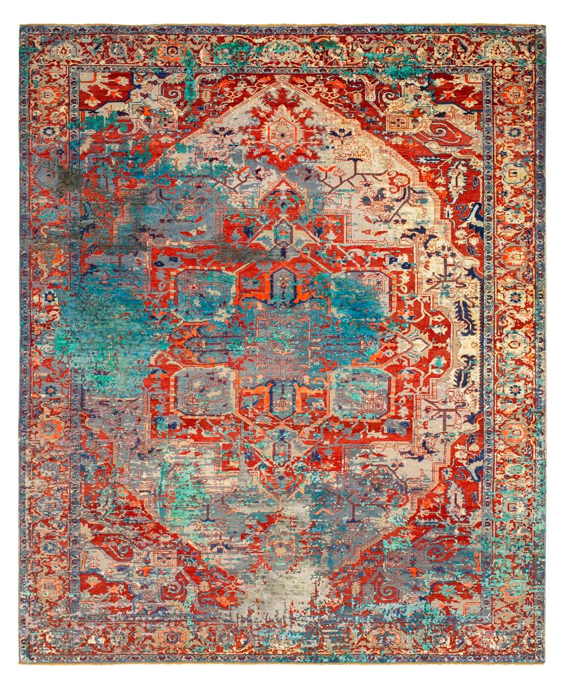 Tappeto Serapi Westminster Artwork 22 Rosso Blu Seta