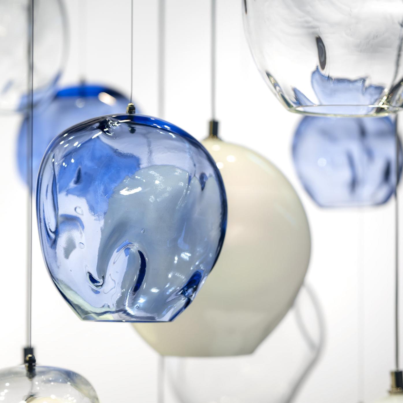 Lampadario Blue Motion in Vetro di Murano
