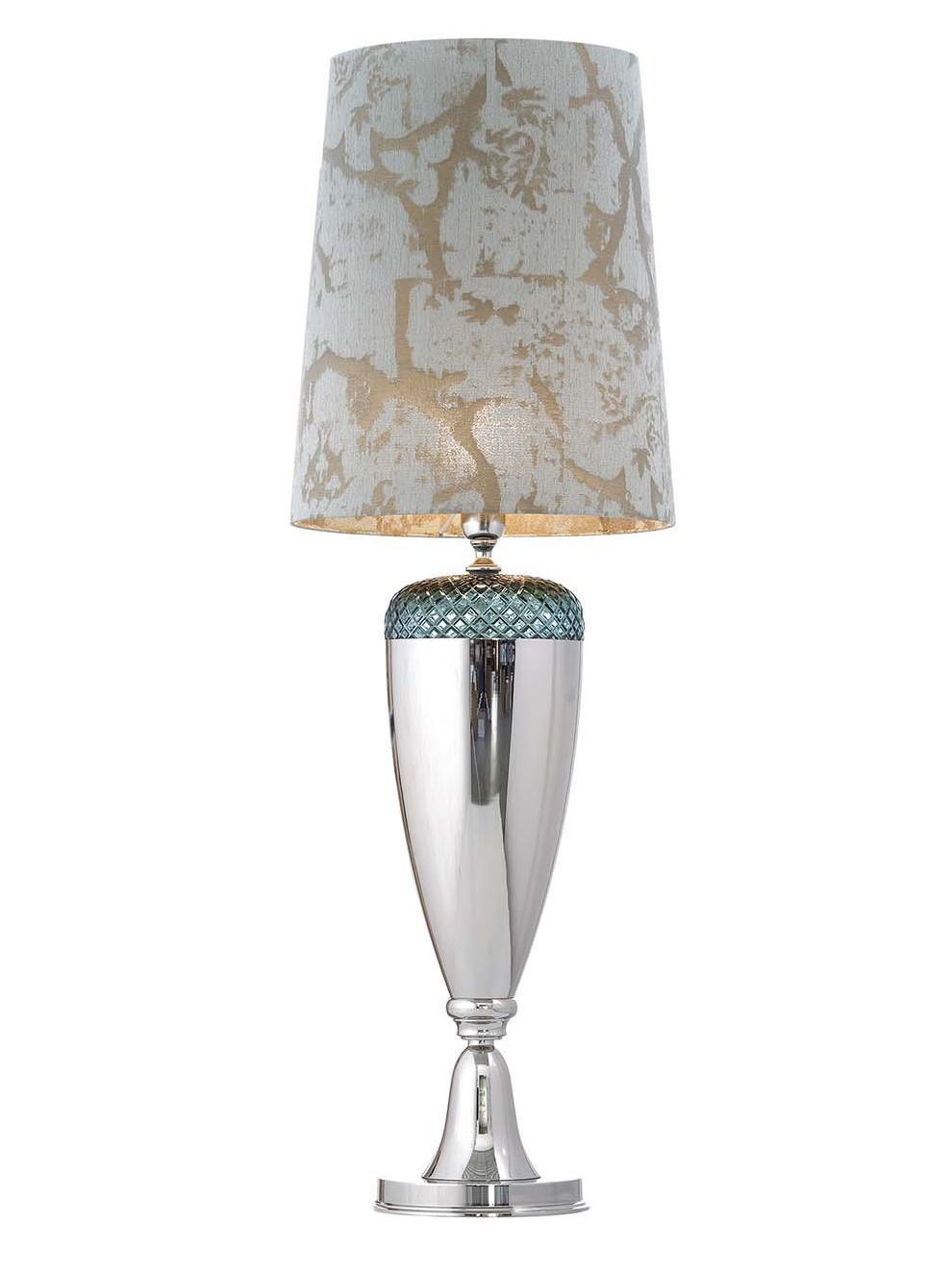 Lampada da Tavolo in Cristallo Verde con Finitura Nichel Lucido