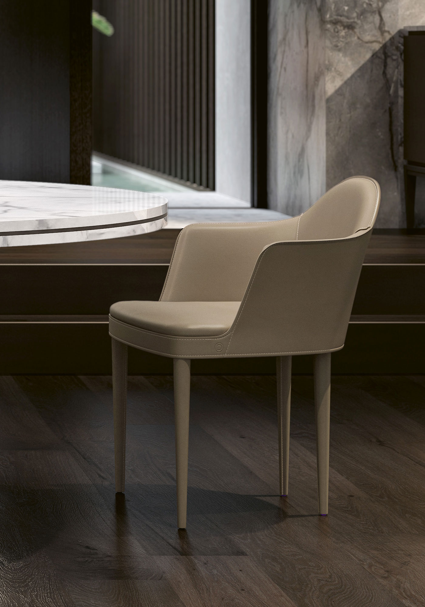 Sedia in Pelle con Braccioli