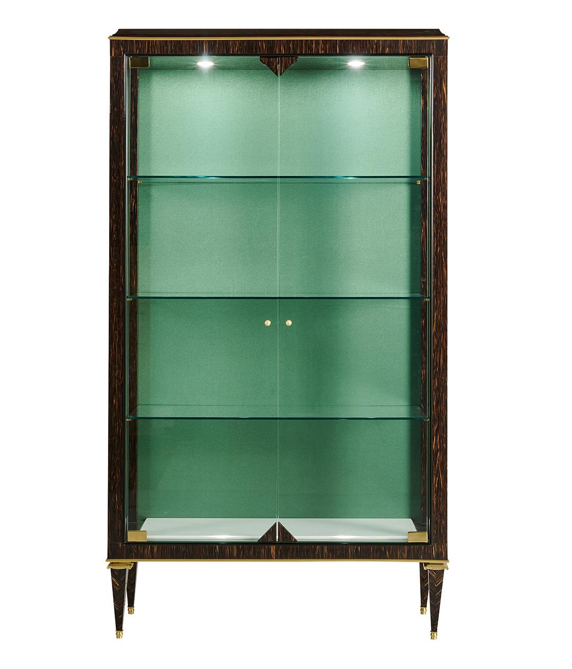 Credenza Palm Wood con Dettagli in Ottone